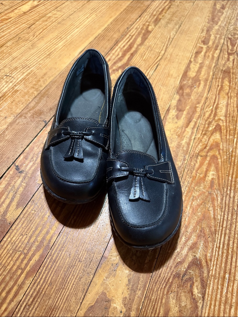 Clarks Black Tassel Loafers 10 Wide